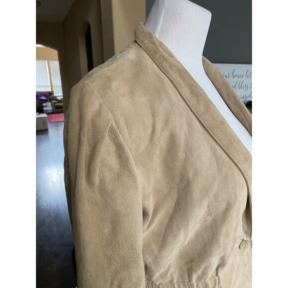 Vintage Suede leather Blazer Jacket Tan Women M L 80s Southwest Western boho - Picture 13 of 14